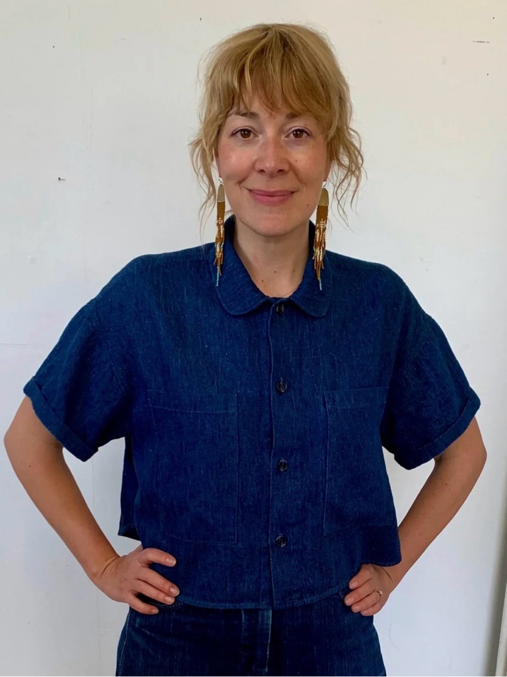Glasnot HEMP DENIM crop shirt
